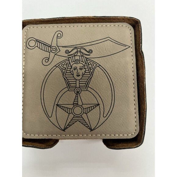 Printed Leather Freemason Coasters - Picture 2 of 7